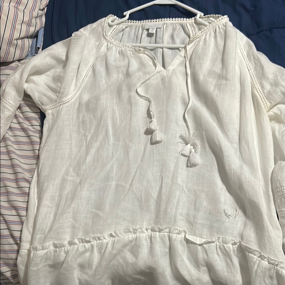 J. Jill Cream Blouse with Tassel Accents